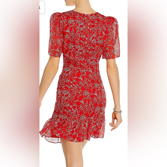 Parker NWT Pretty Red Aurora Short Sleeve Flounce Silk Dress **Size 2** 🌺🌺 - Picture 2 of 7